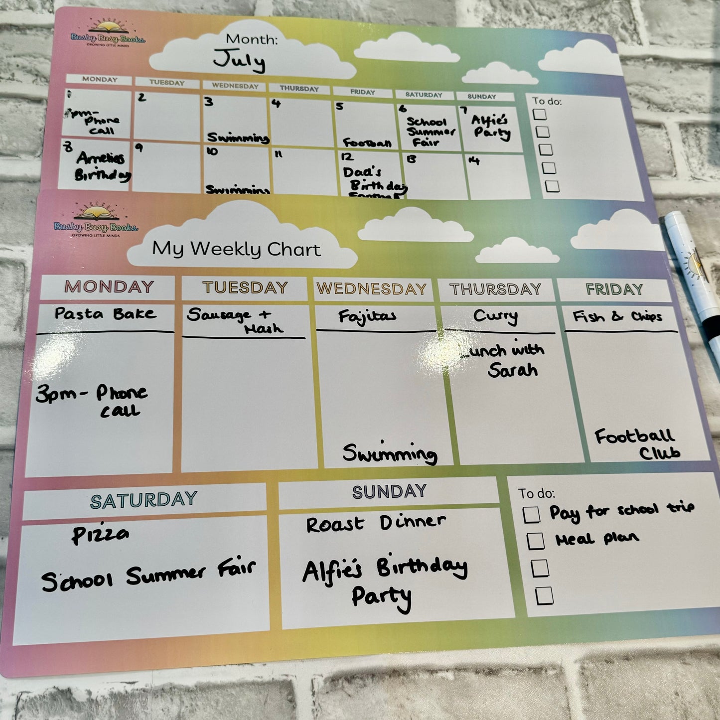 Weekly & Monthly Planner Organisation Chart