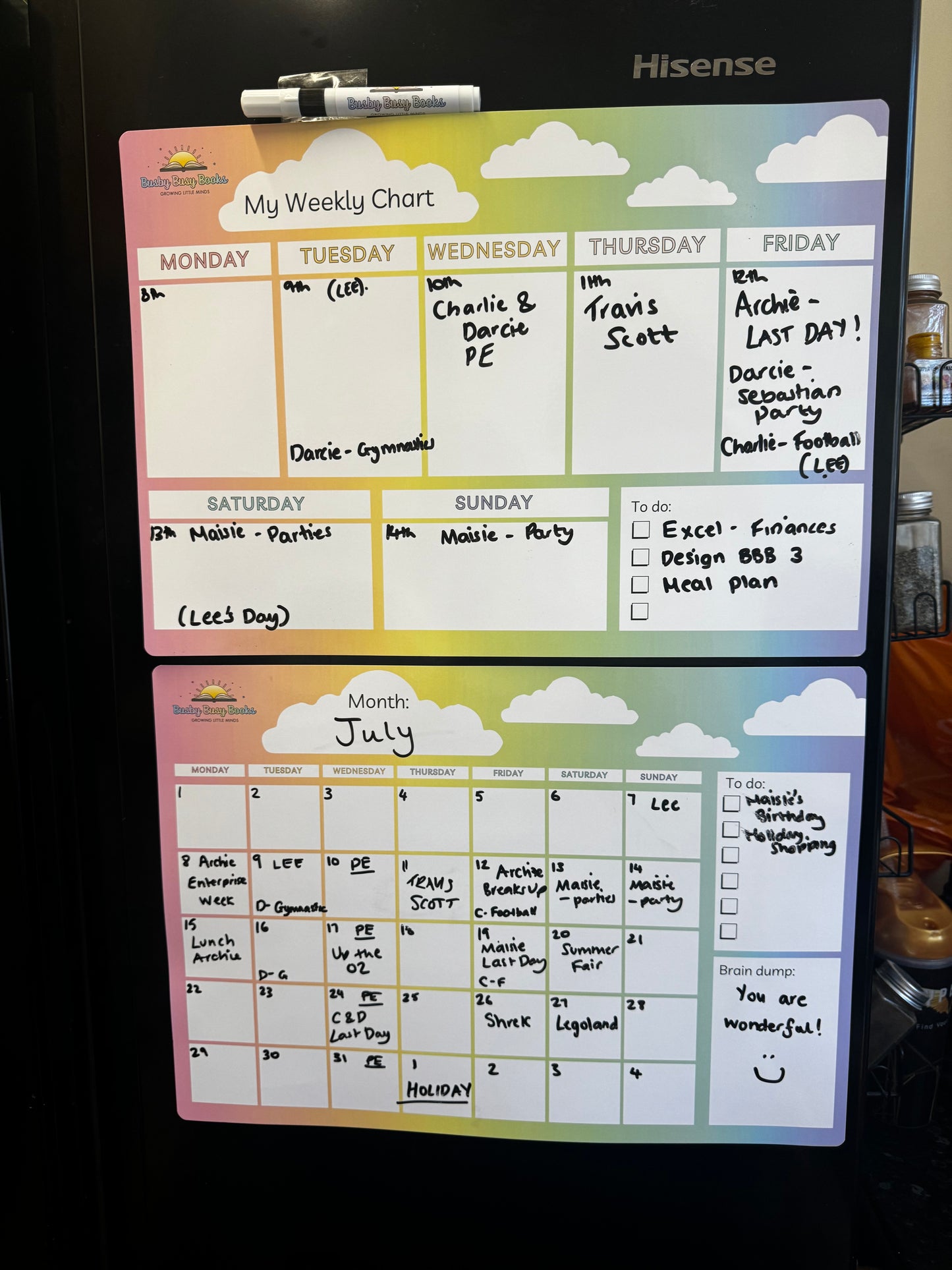 Weekly & Monthly Planner Organisation Chart