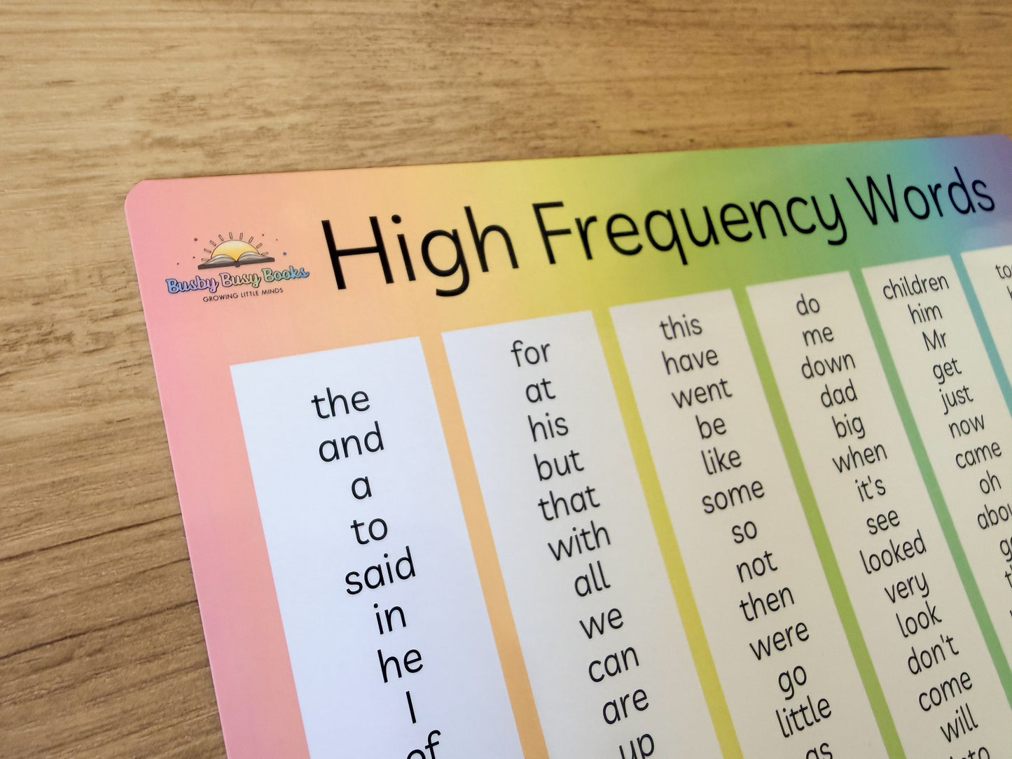 High frequency words mat for Year 1 reading and writing