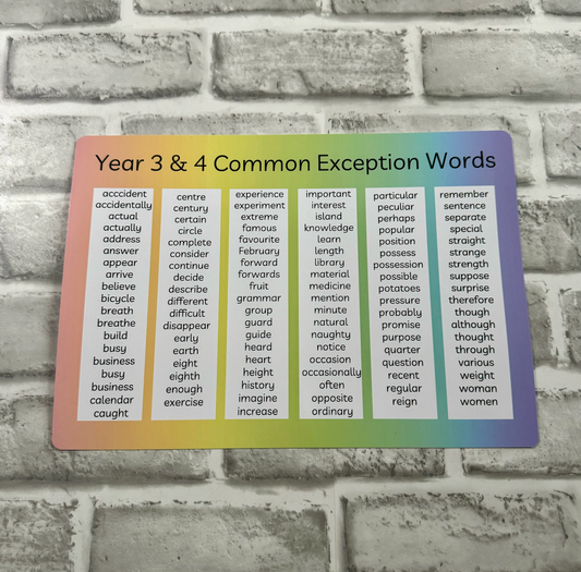 Year 3 & 4 Common Exception Words