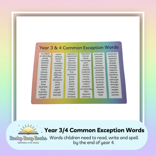 Year 3 & 4 Common Exception Words