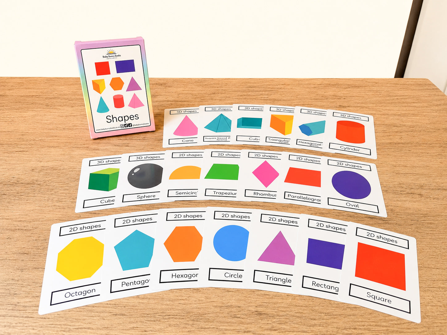 Shape flashcards for KS1 maths, laminated and reusable