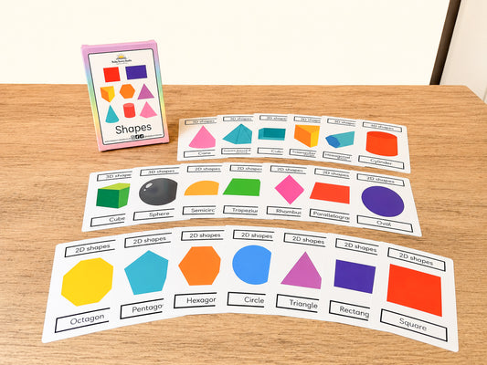 Shape flashcards for KS1 maths, laminated and reusable