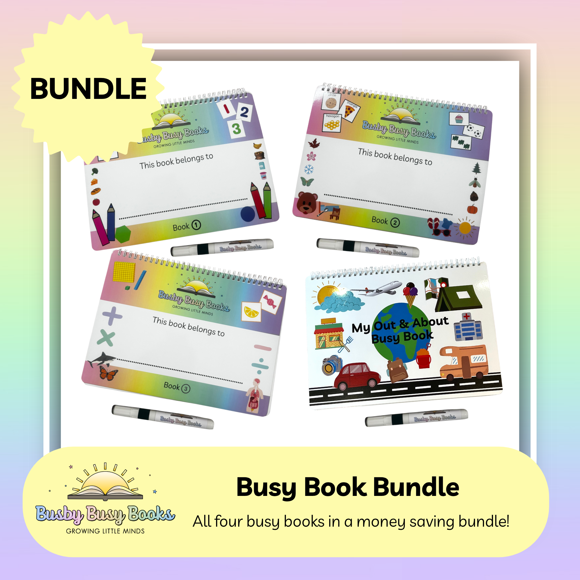 4 x Busy Book Bundle – Busby Busy Books