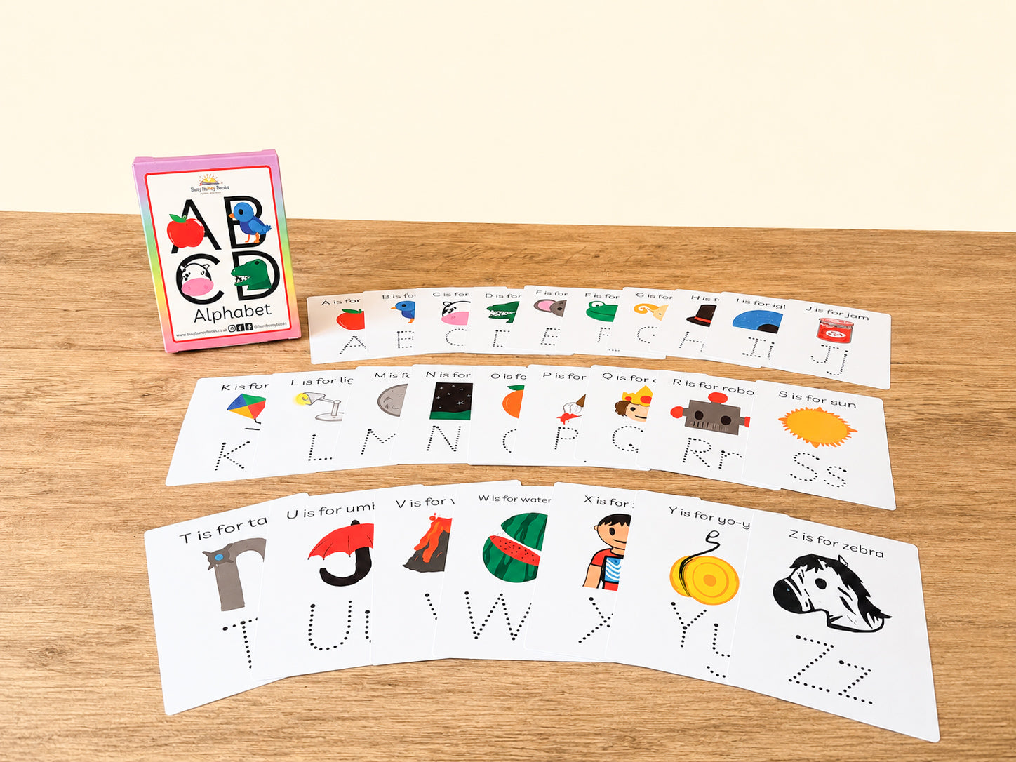 Alphabet flashcards for letter recognition, laminated and reusable