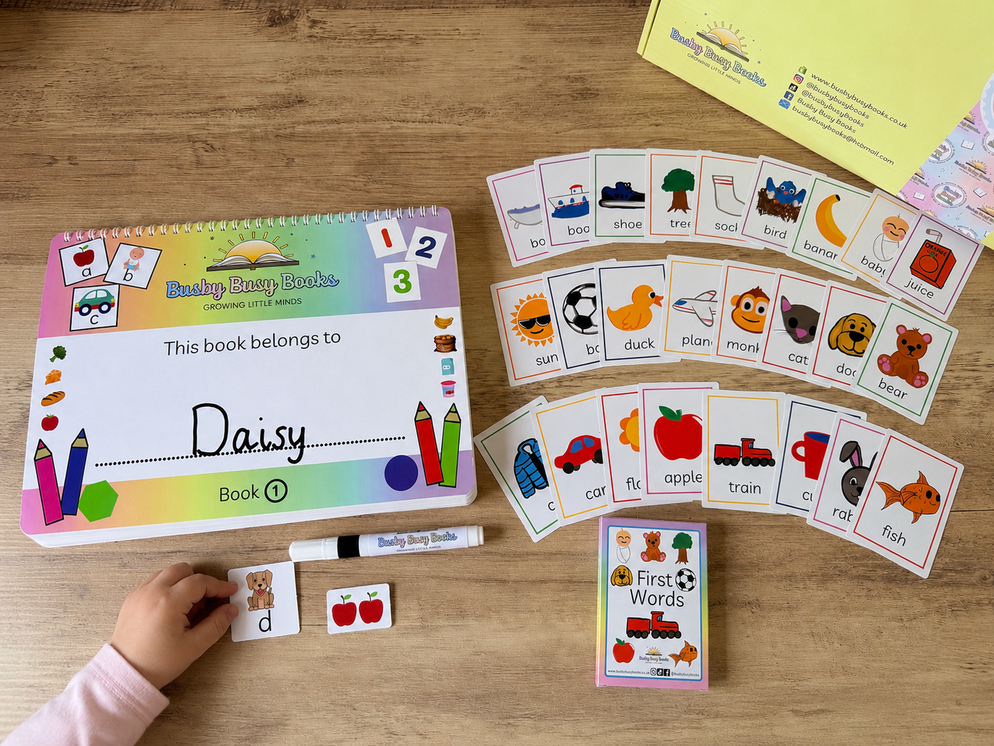 Speech and language bundle with busy book, flashcards and pen