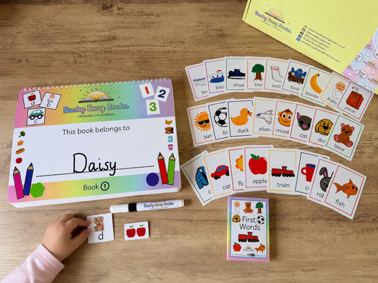 Speech and language bundle with busy book, flashcards and pen