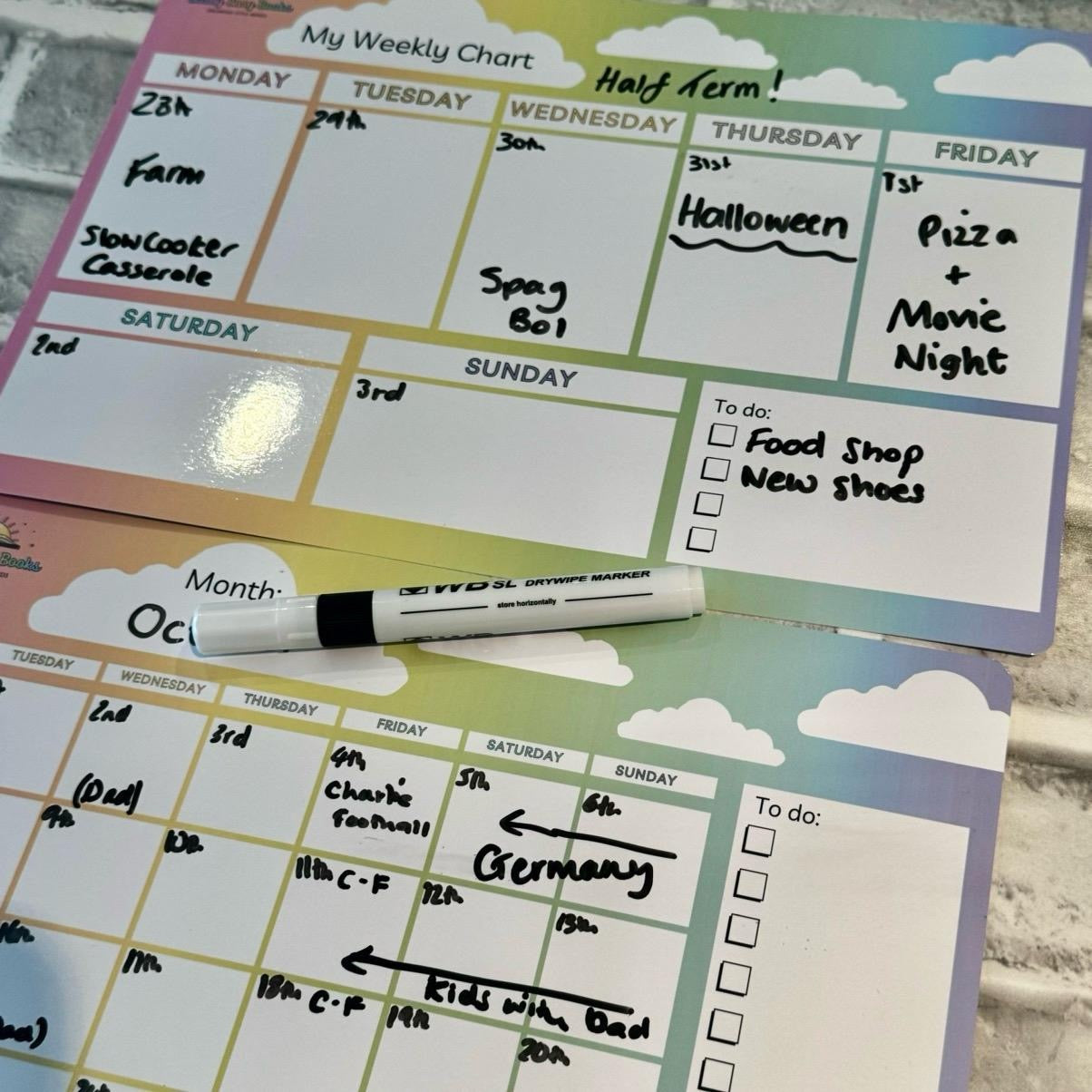 Weekly & Monthly Planner Organisation Chart