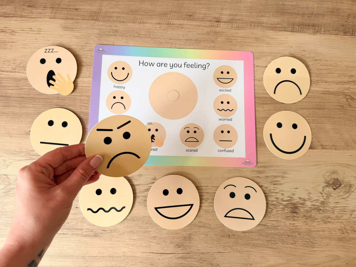Emotions mat with velcro pieces for SEN and PSHE