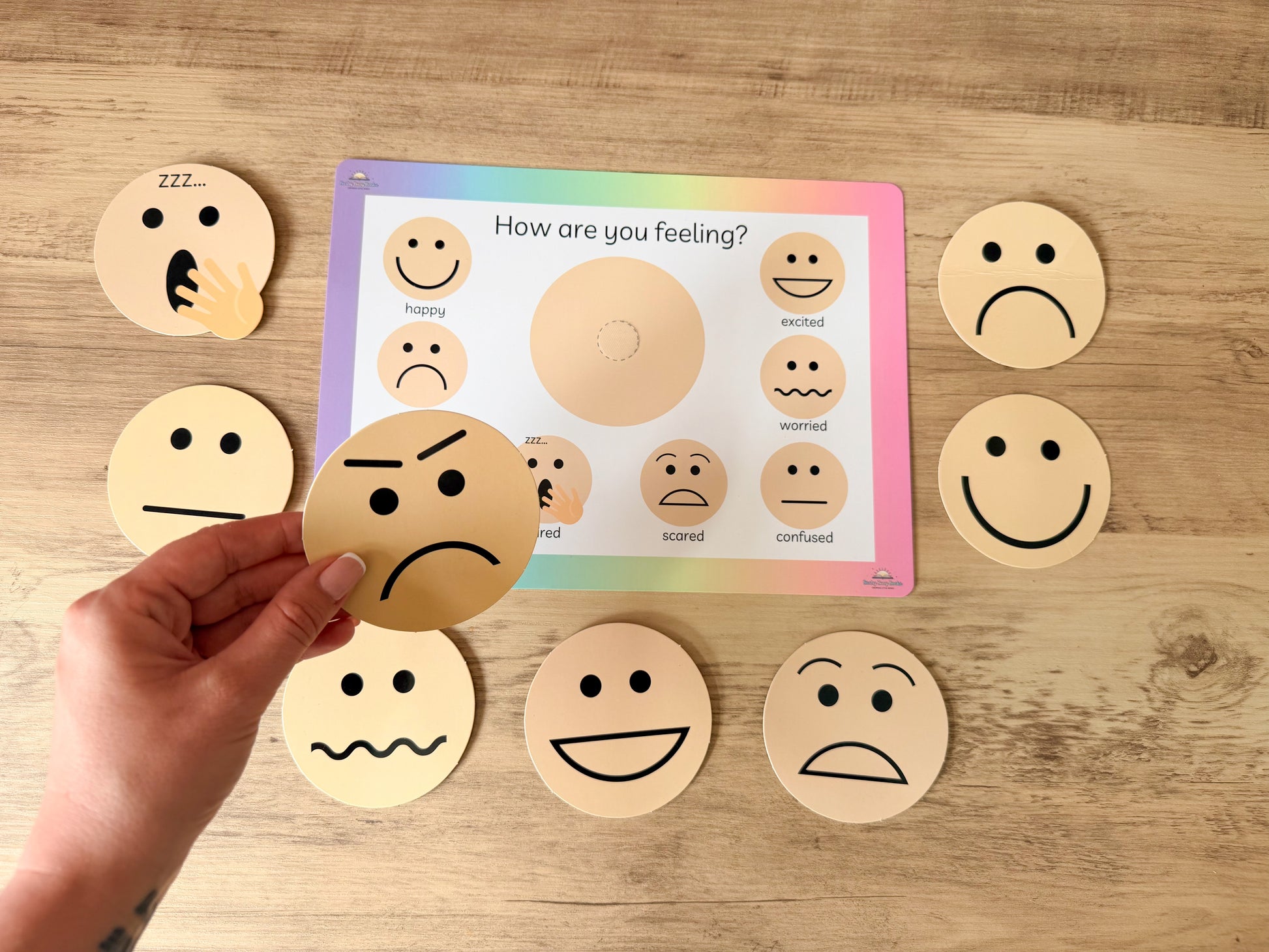 Emotions mat with velcro pieces for SEN and PSHE