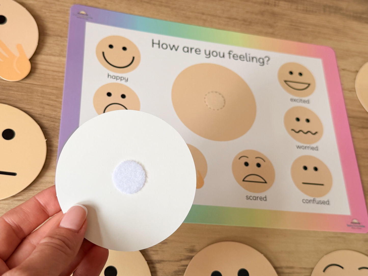Emotions mat with velcro pieces for SEN and PSHE