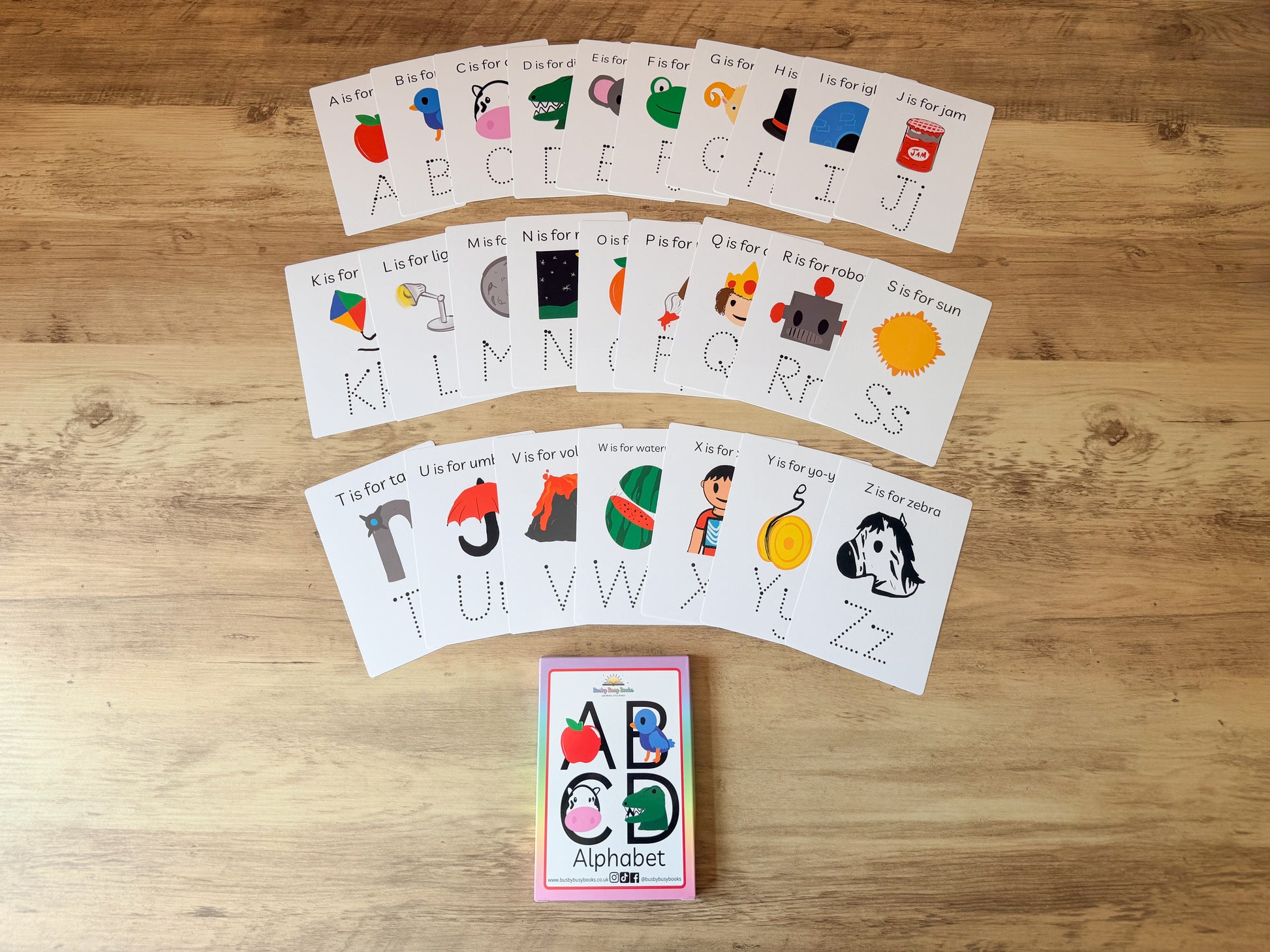 Alphabet flashcards for letter recognition, laminated and reusable
