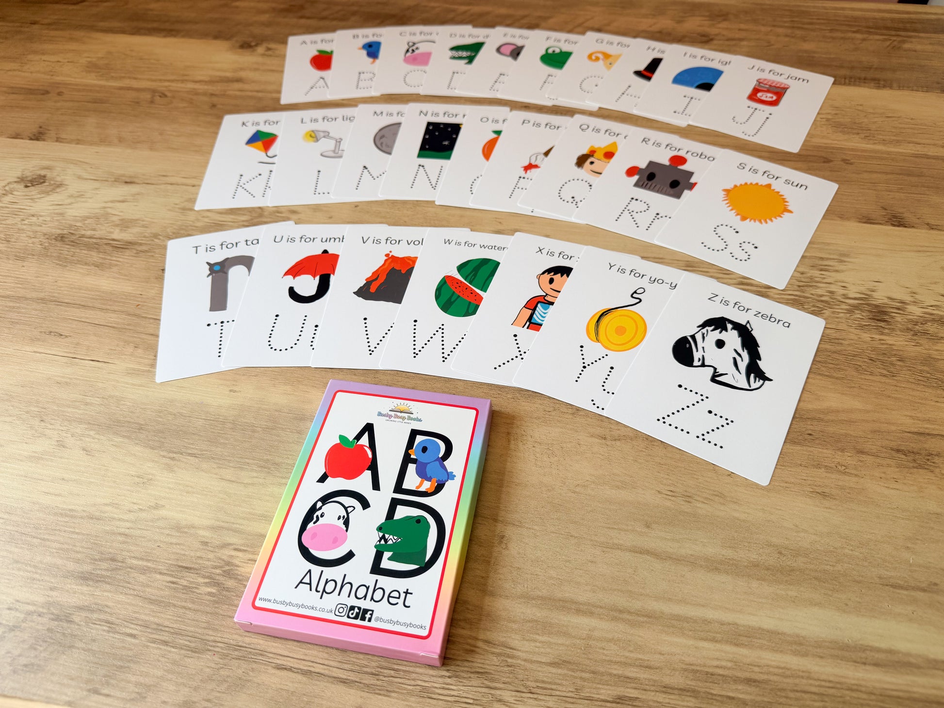 Alphabet flashcards for letter recognition, laminated and reusable