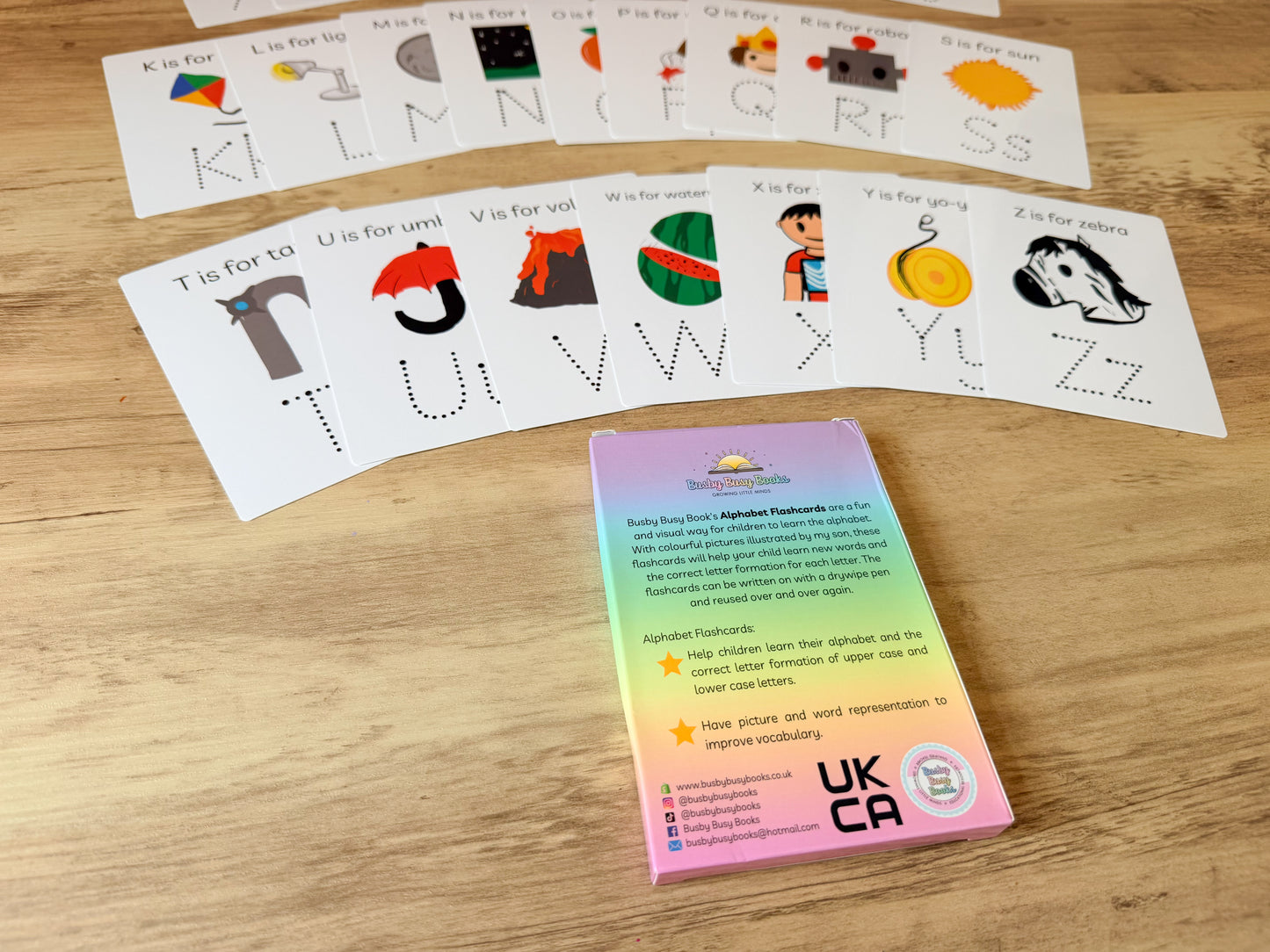 Alphabet flashcards for letter recognition, laminated and reusable