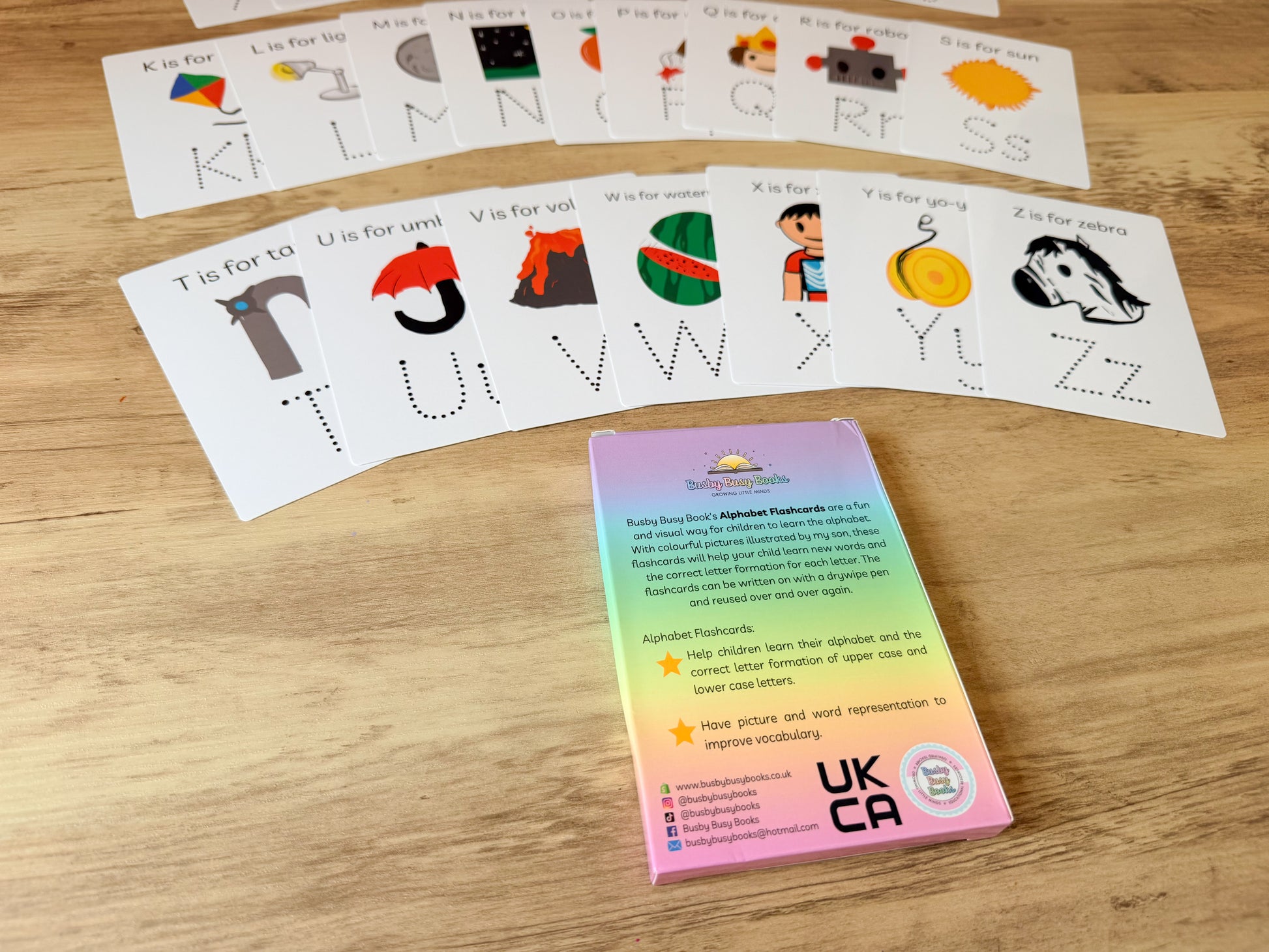 Alphabet flashcards for letter recognition, laminated and reusable