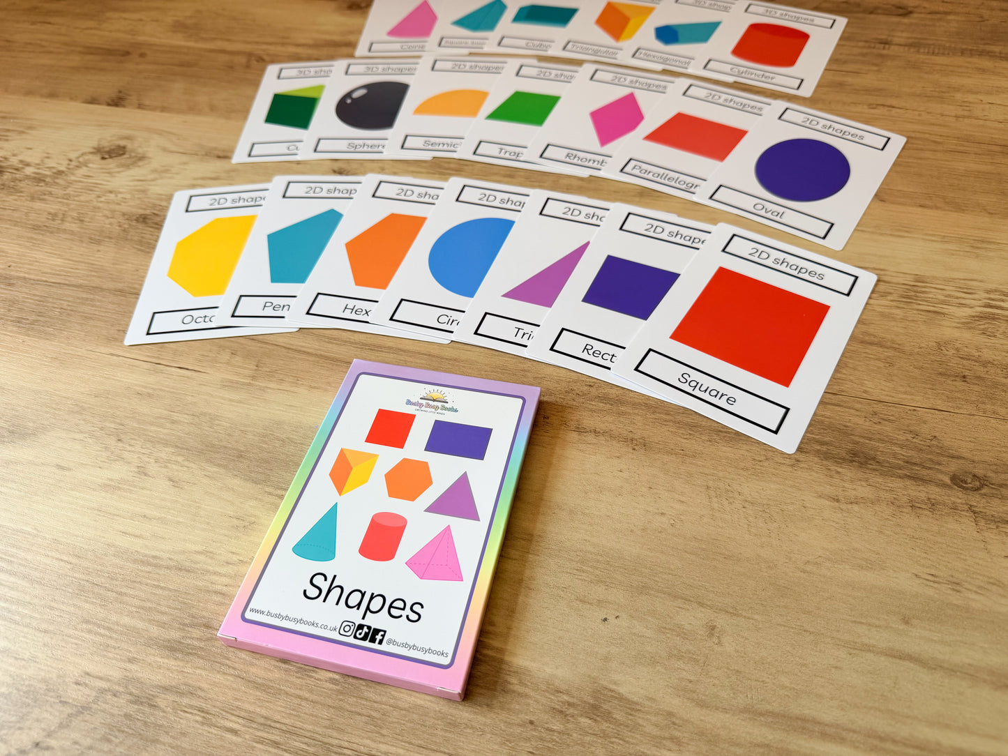 Shape flashcards for KS1 maths, laminated and reusable