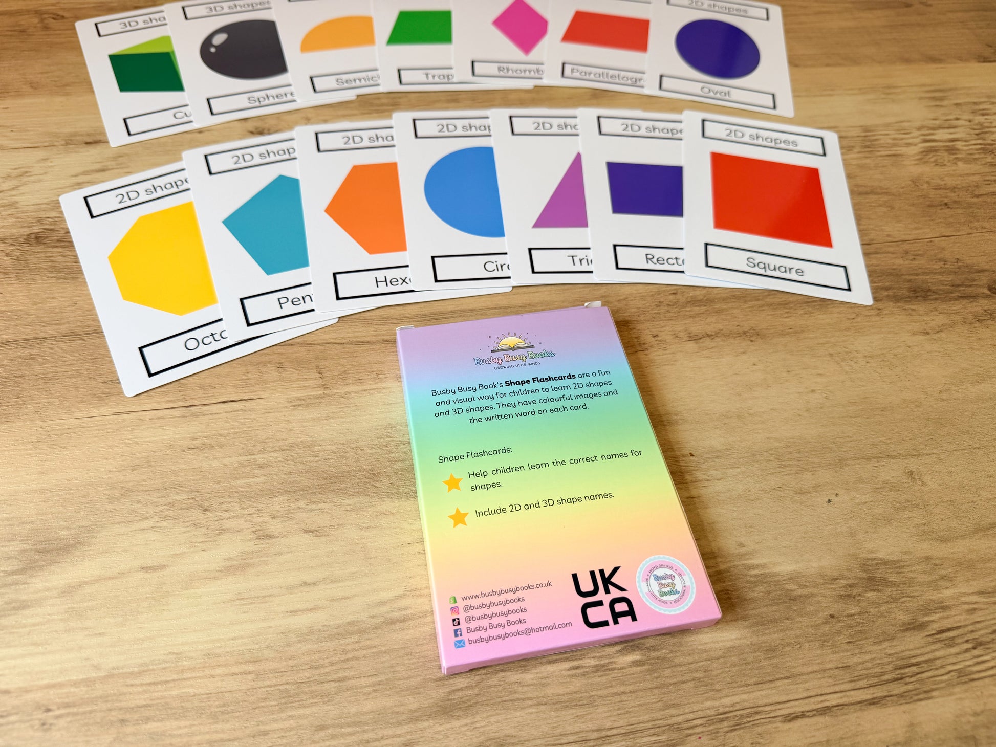 Shape flashcards for KS1 maths, laminated and reusable