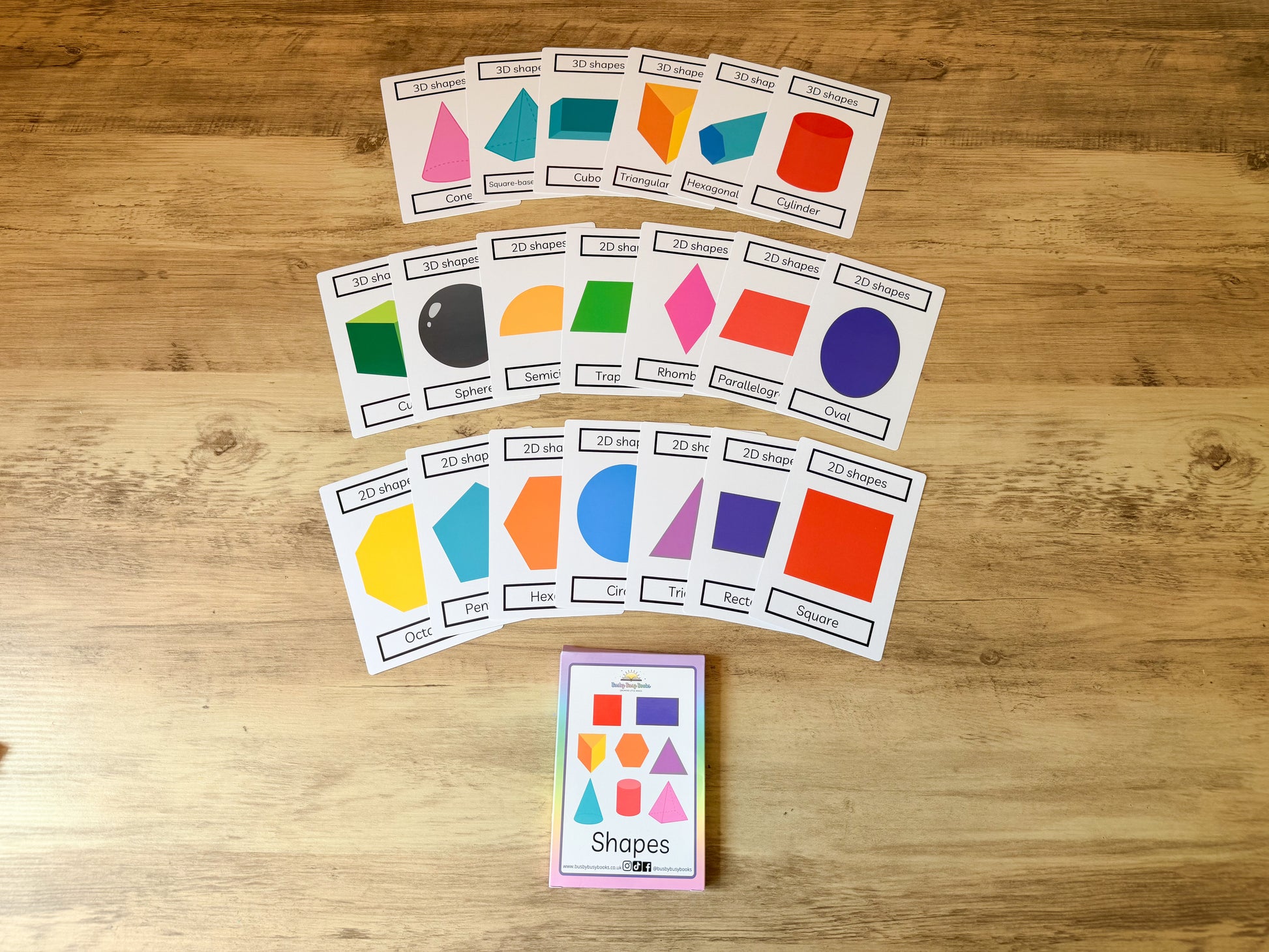 Shape flashcards for KS1 maths, laminated and reusable