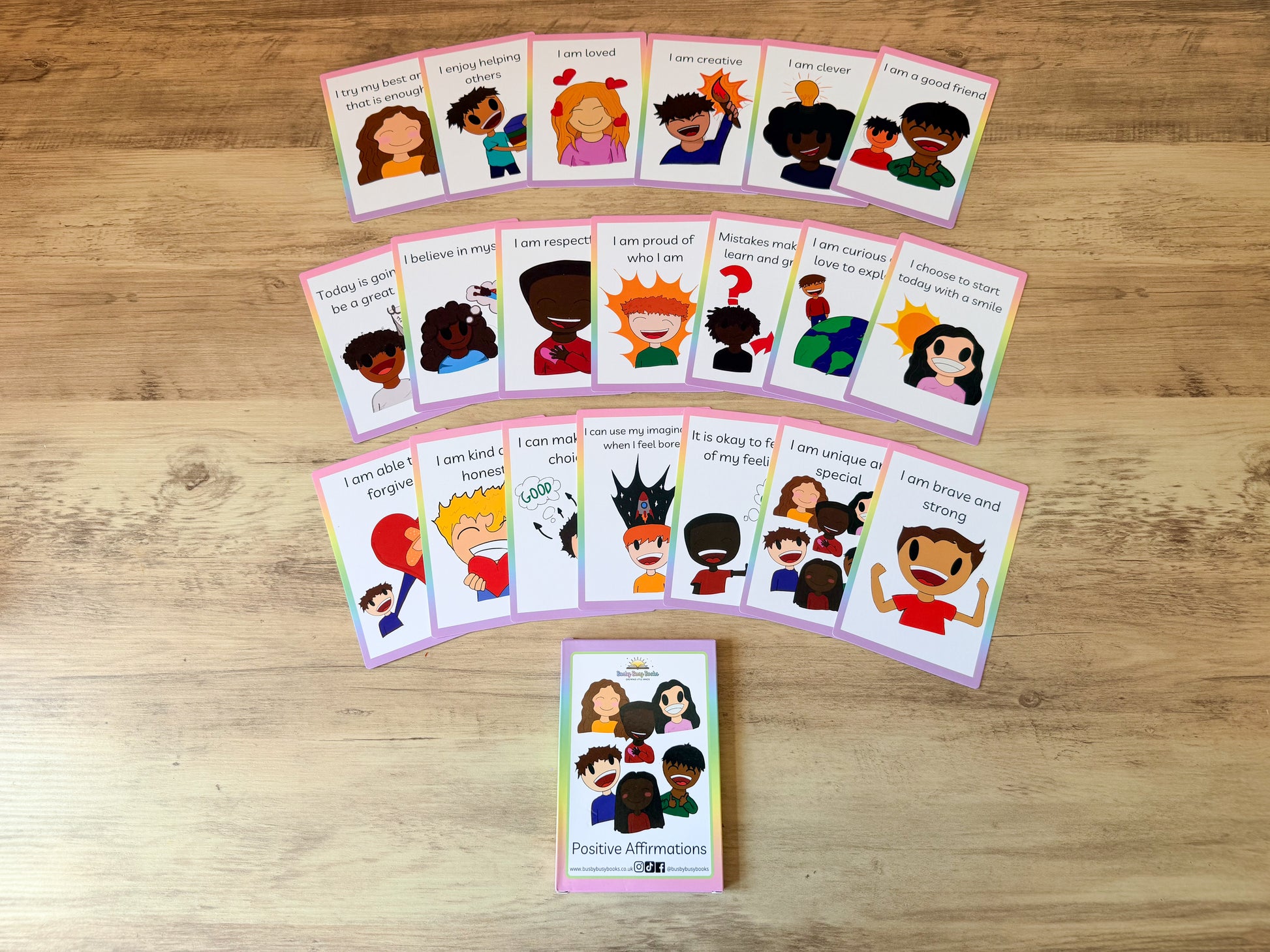 Positive affirmations flashcards to build children's confidence