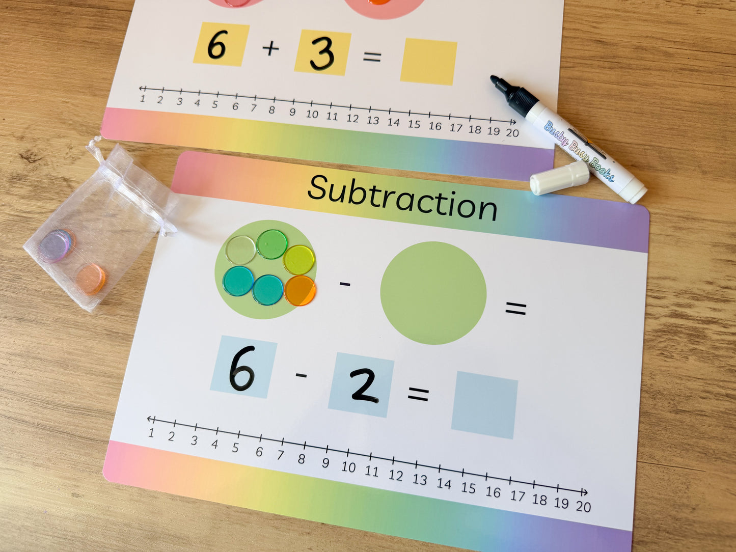 Starting school pack with first day sign and learning mats