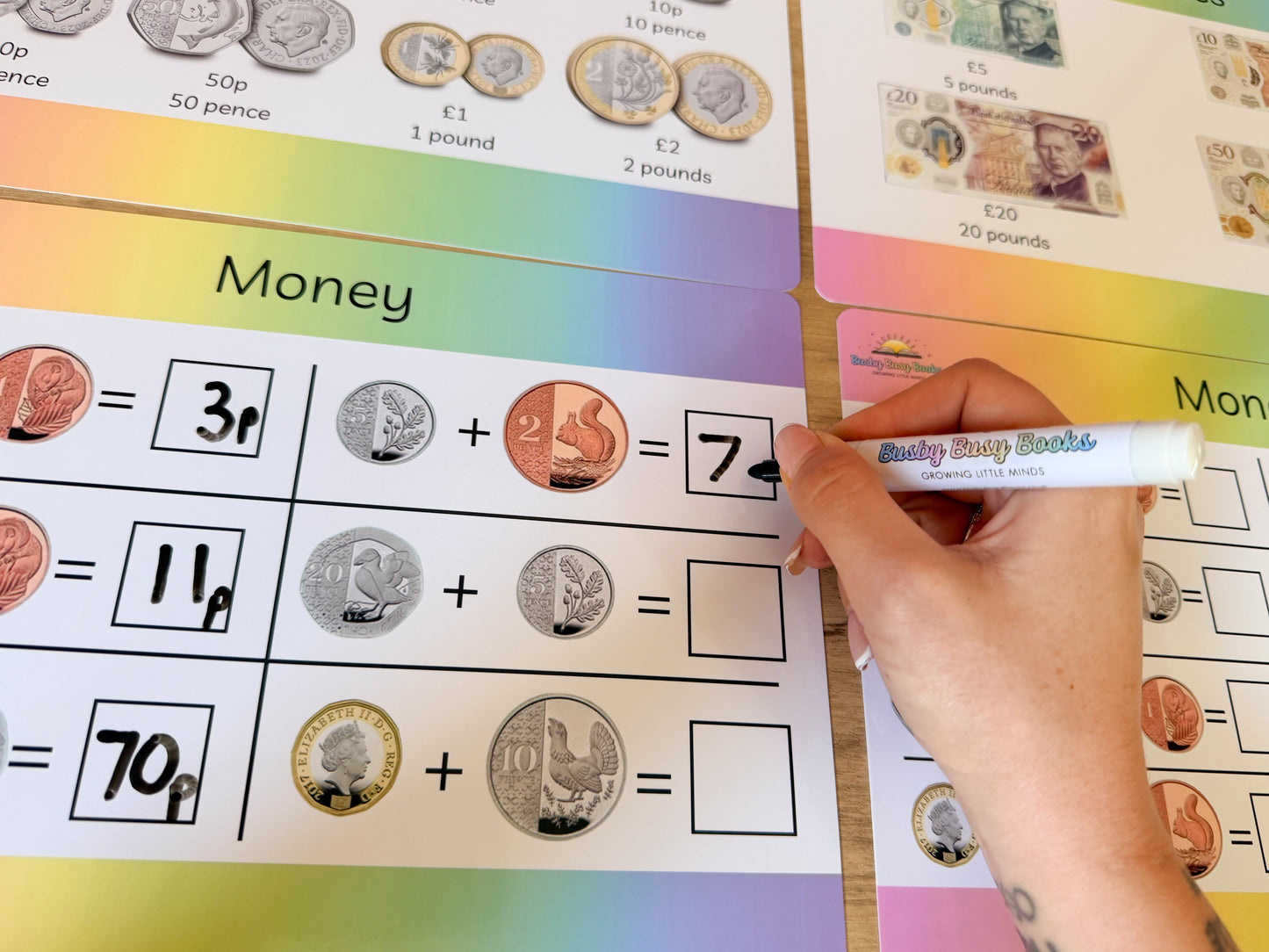 Money mat for KS1 maths, coins and notes