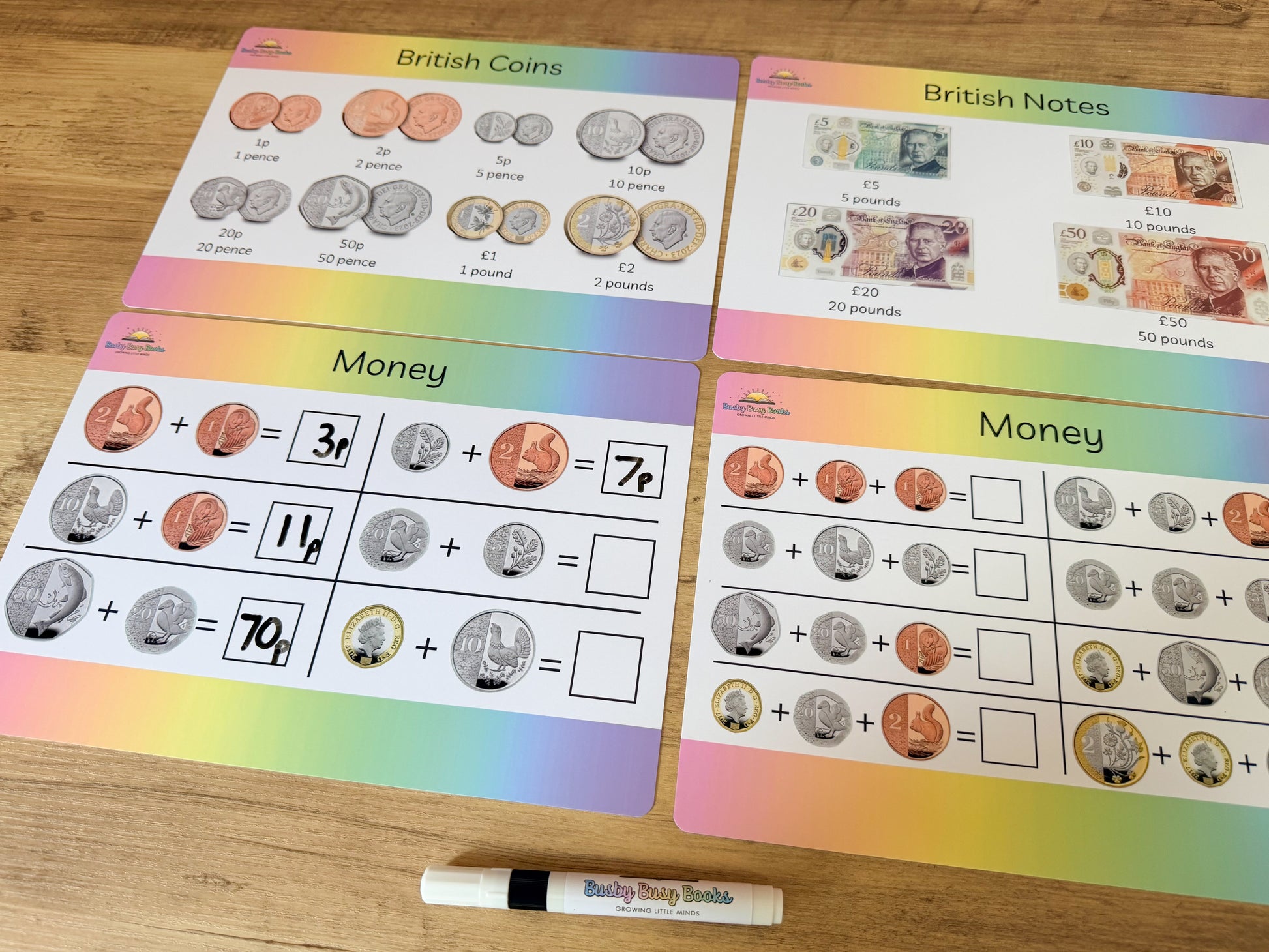 Money mat for KS1 maths, coins and notes