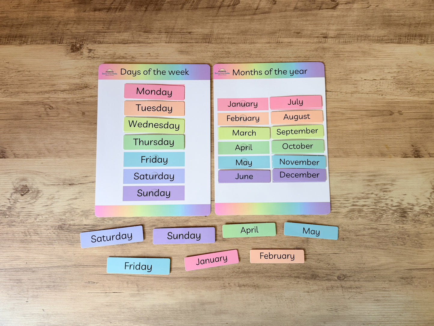 Days of the week and months of the year learning mat