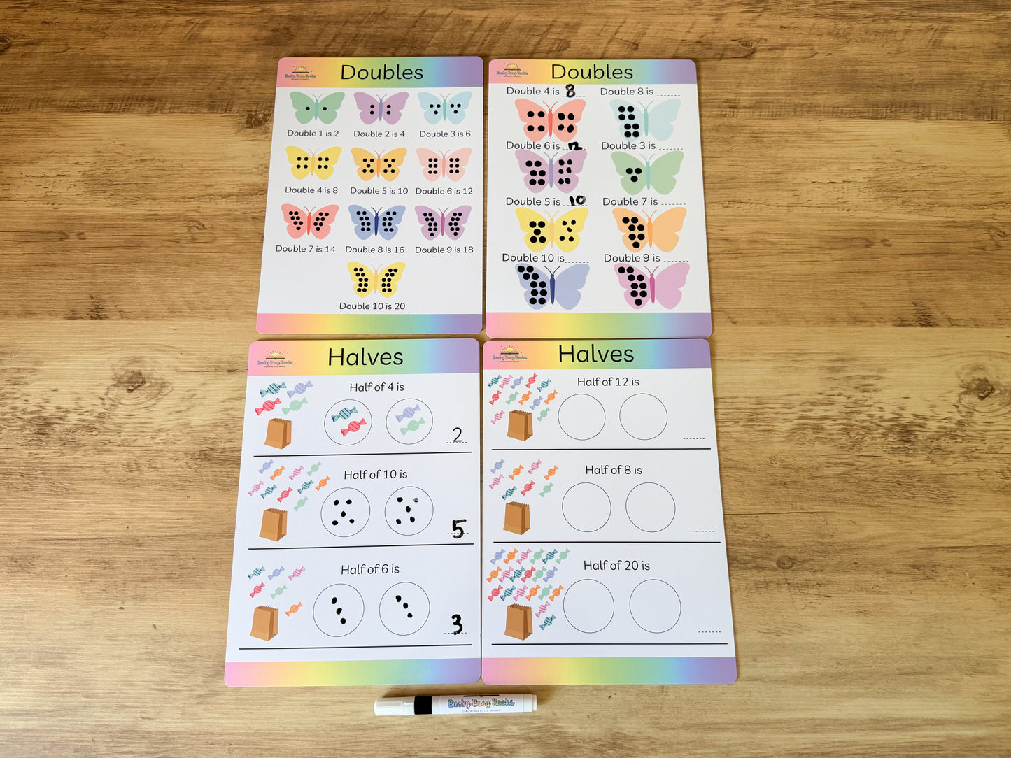 Doubles and halves mat for KS1 maths