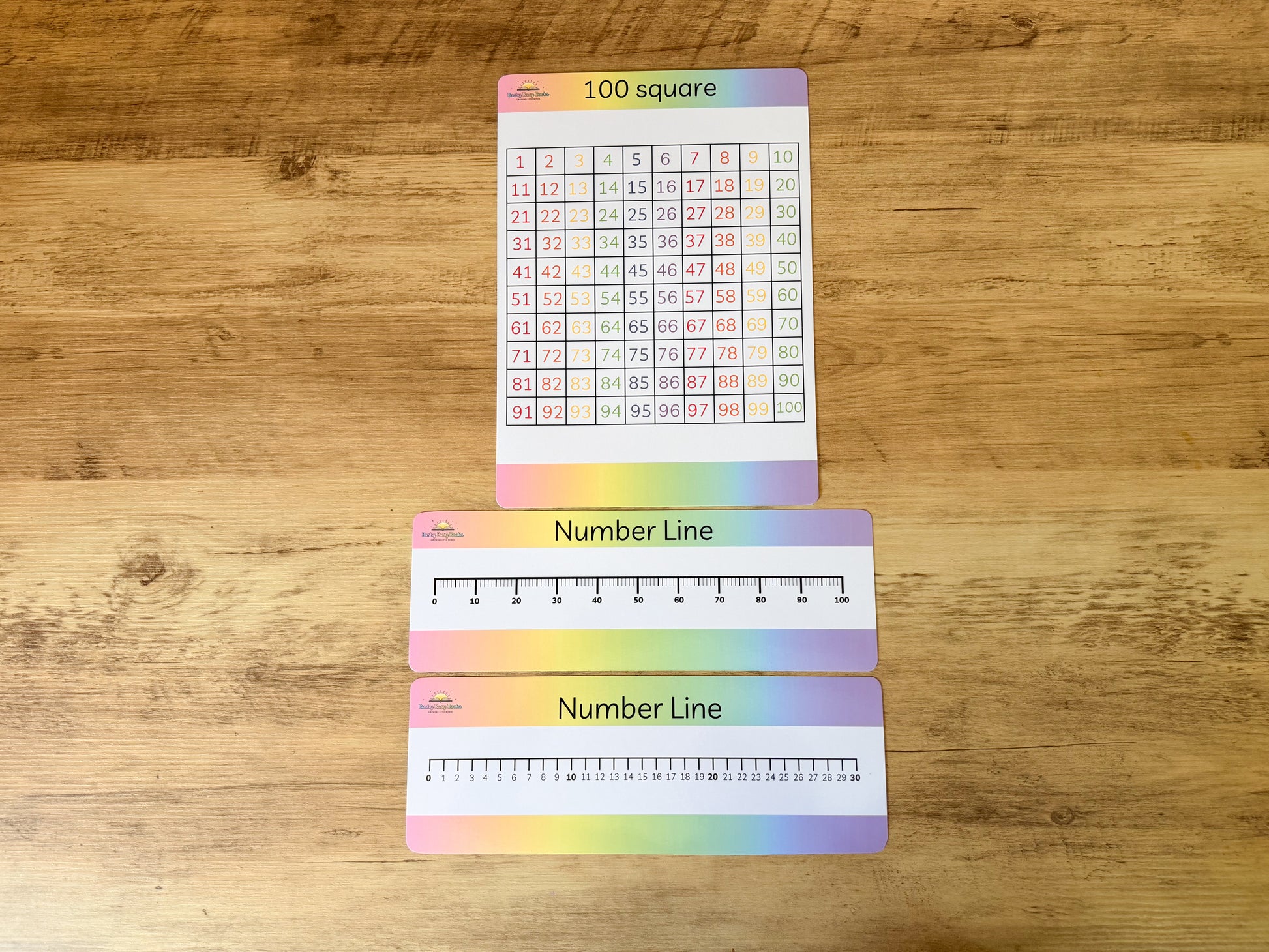 100 square and number line mat for KS1 maths