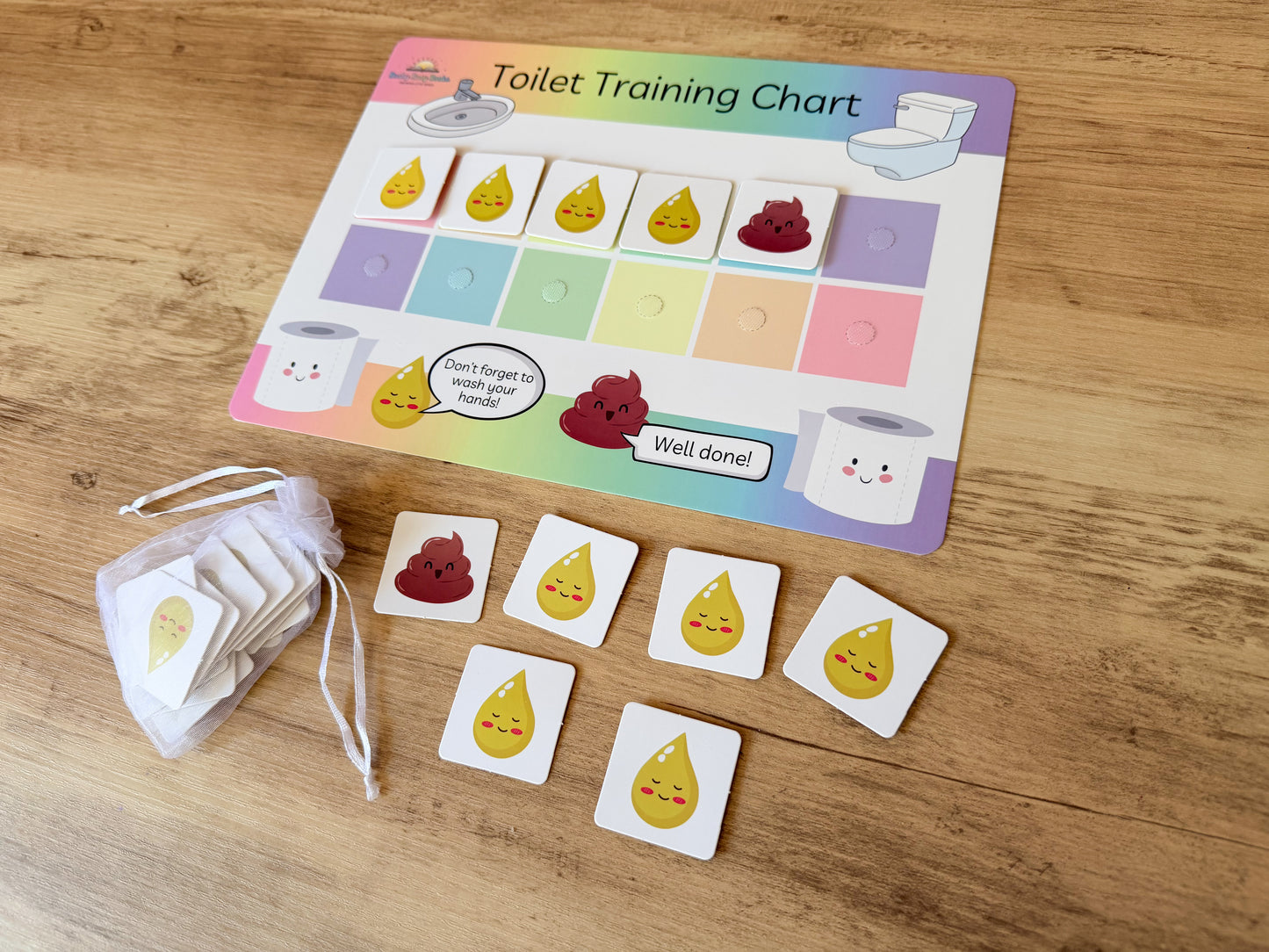 Potty training reward chart with velcro pieces