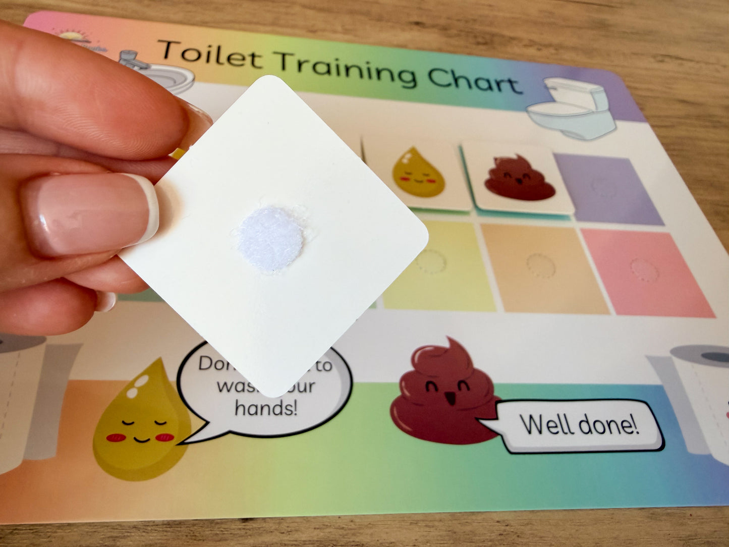 Potty training reward chart with velcro pieces