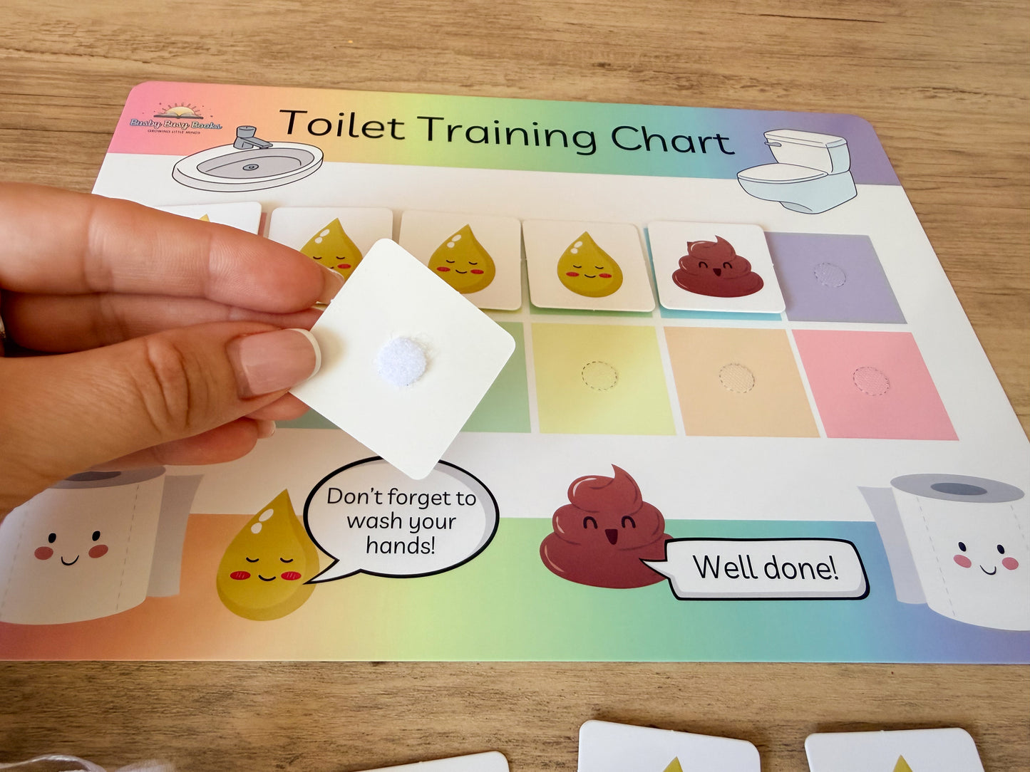 Potty training reward chart with velcro pieces