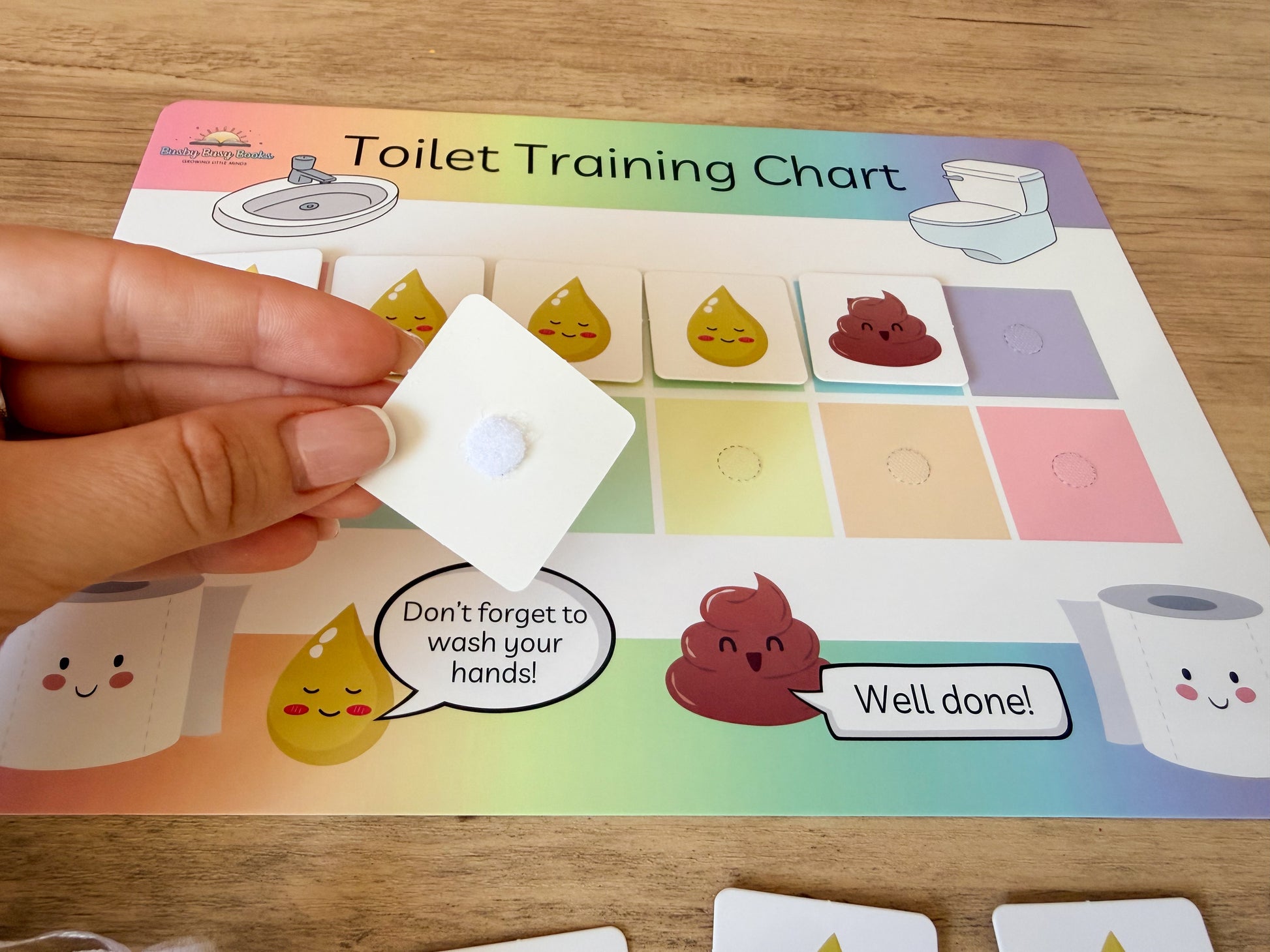 Potty training reward chart with velcro pieces