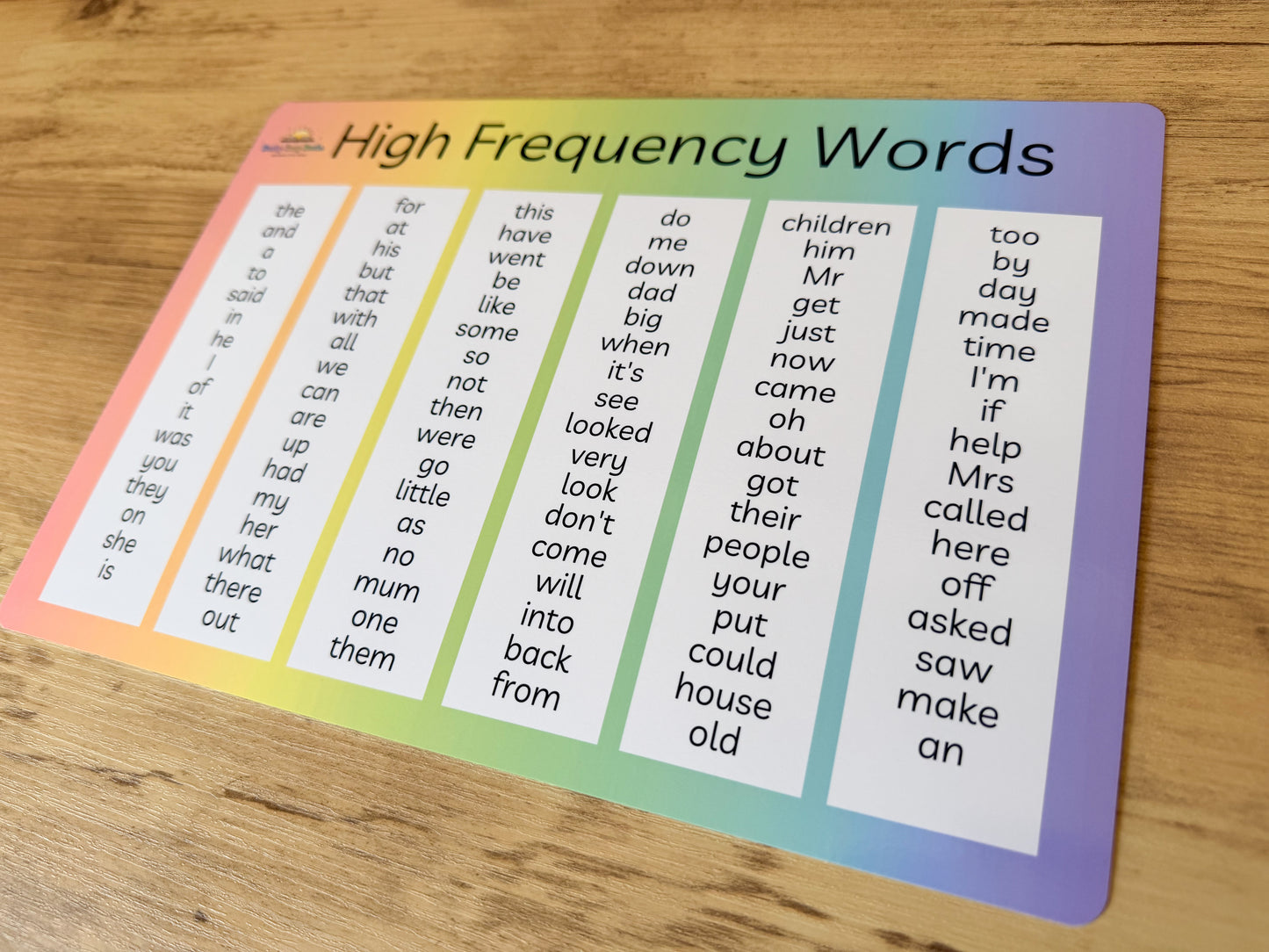 High frequency words mat for Year 1 reading and writing
