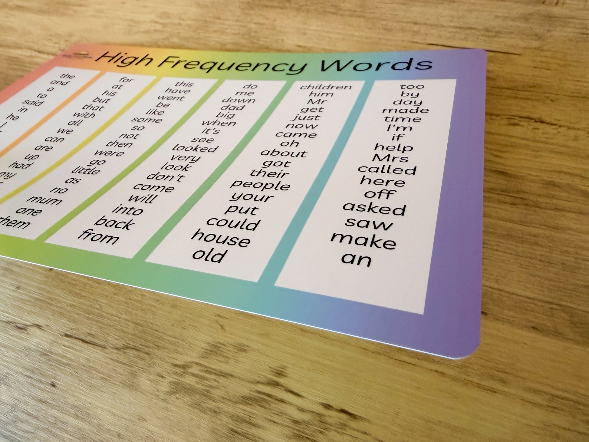 High frequency words mat for Year 1 reading and writing