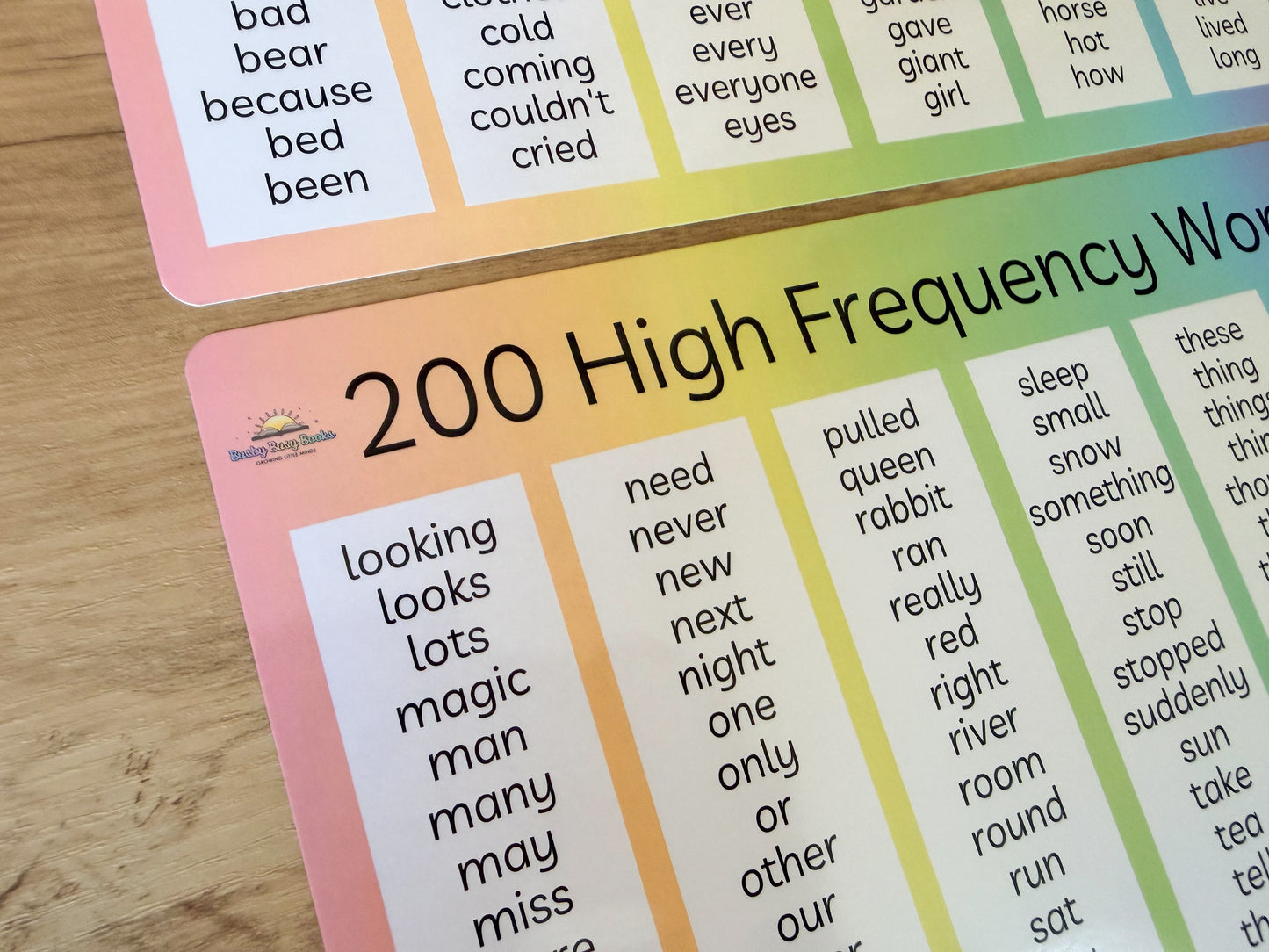Next 200 high frequency words mat for Year 2 reading and writing