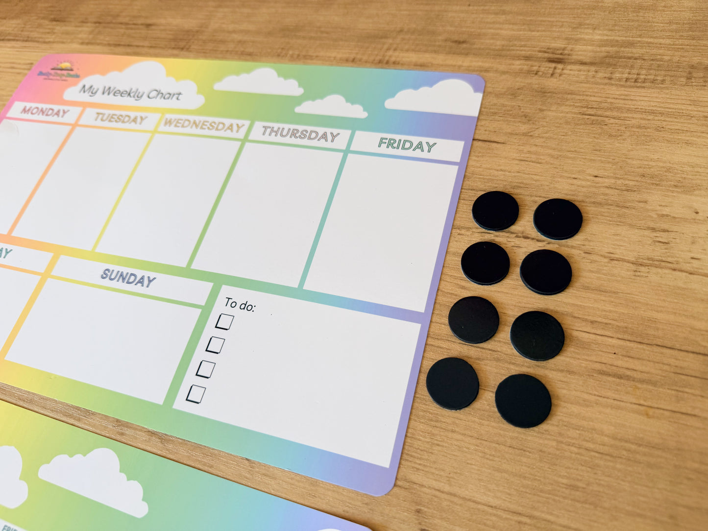 Weekly and monthly planner chart for family organisation