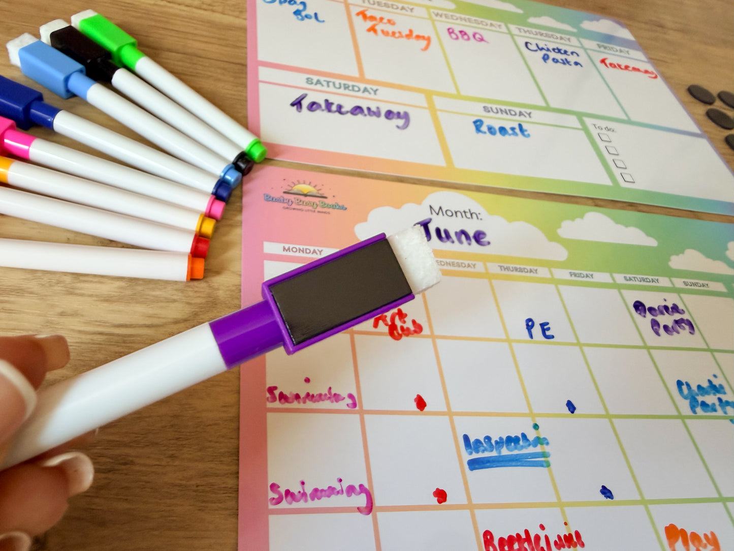Weekly and monthly planner chart for family organisation
