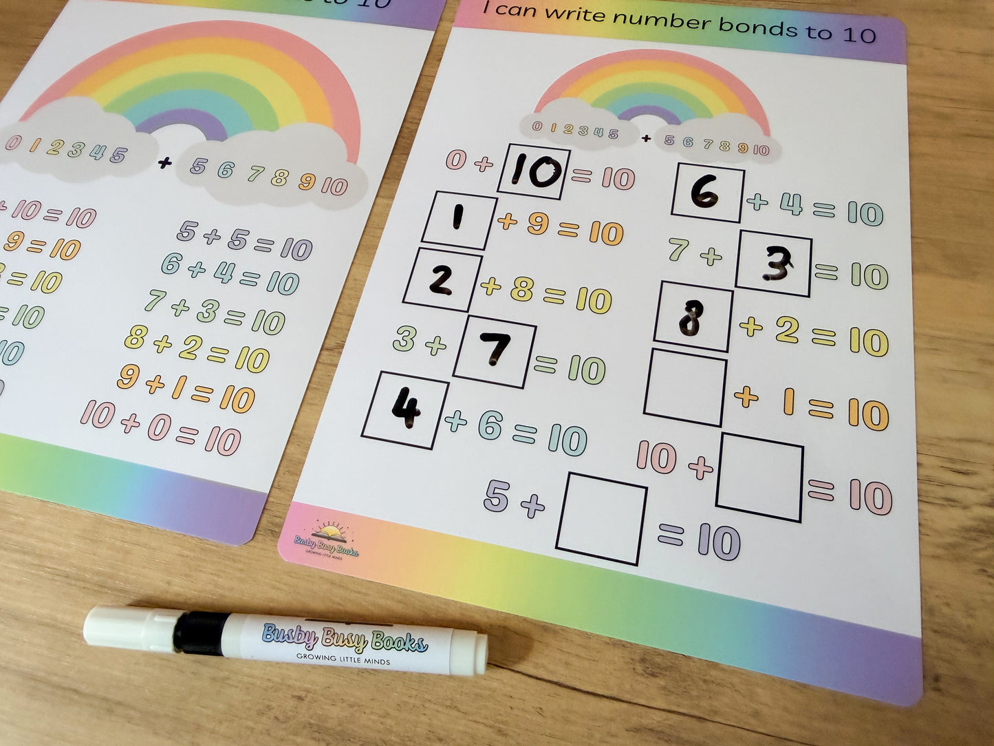 Number bonds to 10 learning mat for KS1 maths