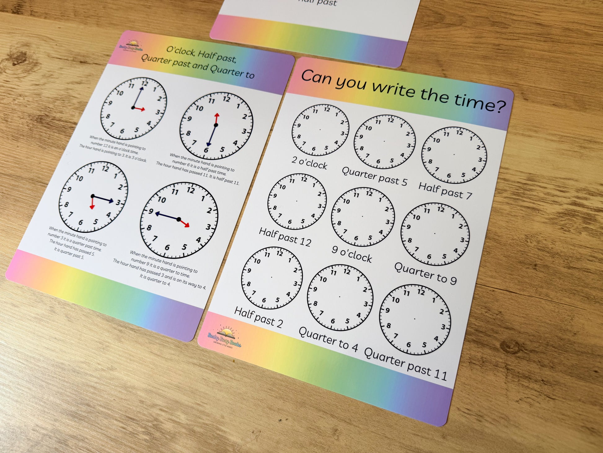 Time mat for KS1 maths, telling the time