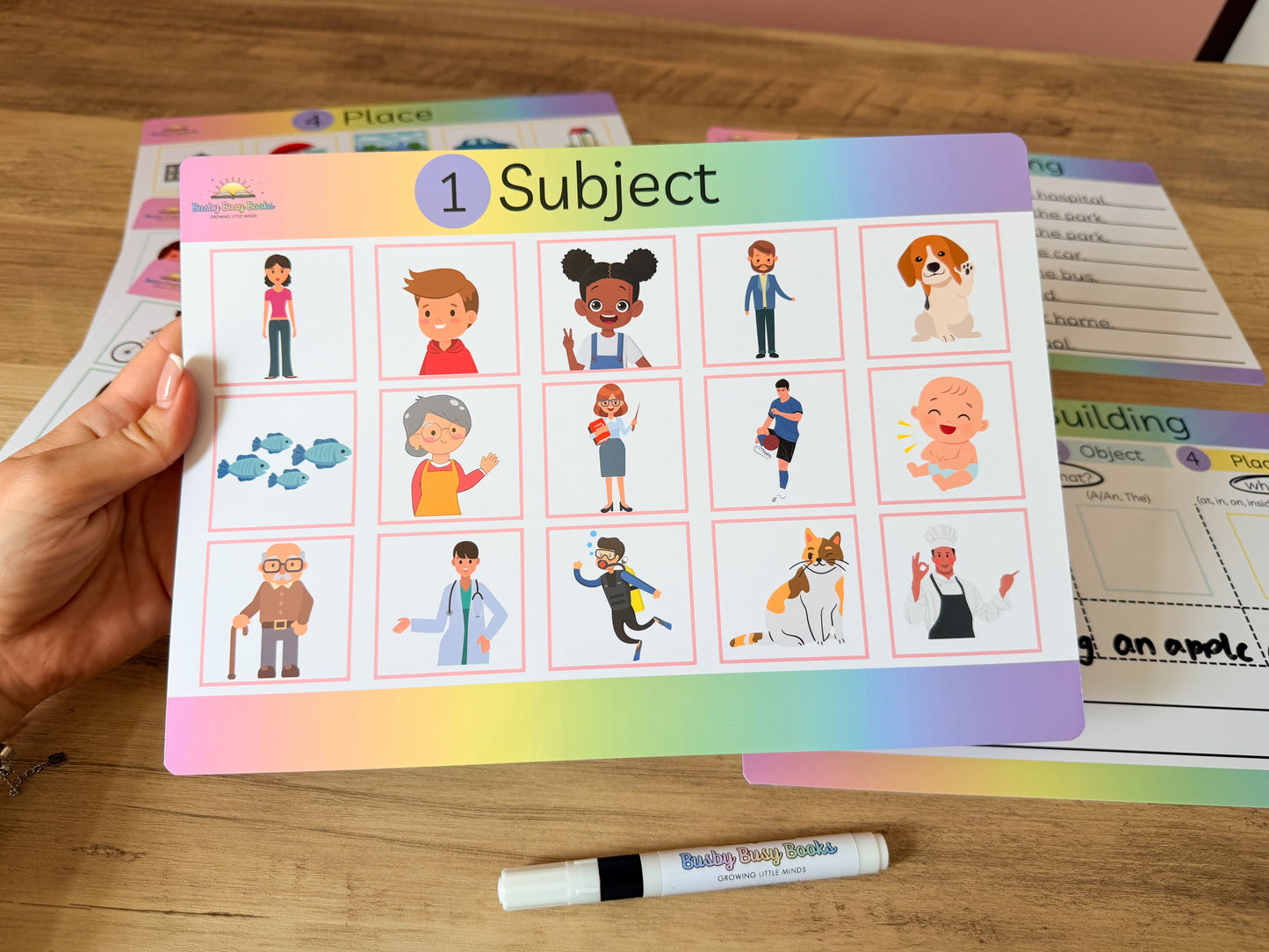Sentence building mat, colourful semantics for writing