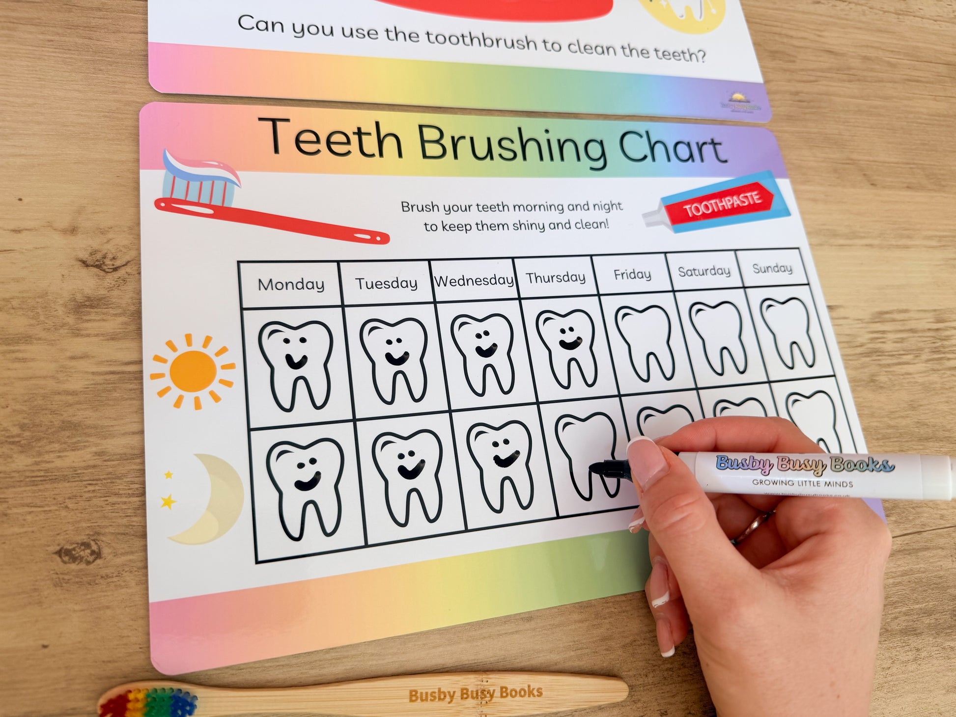 Teeth brushing reward chart and activity for children
