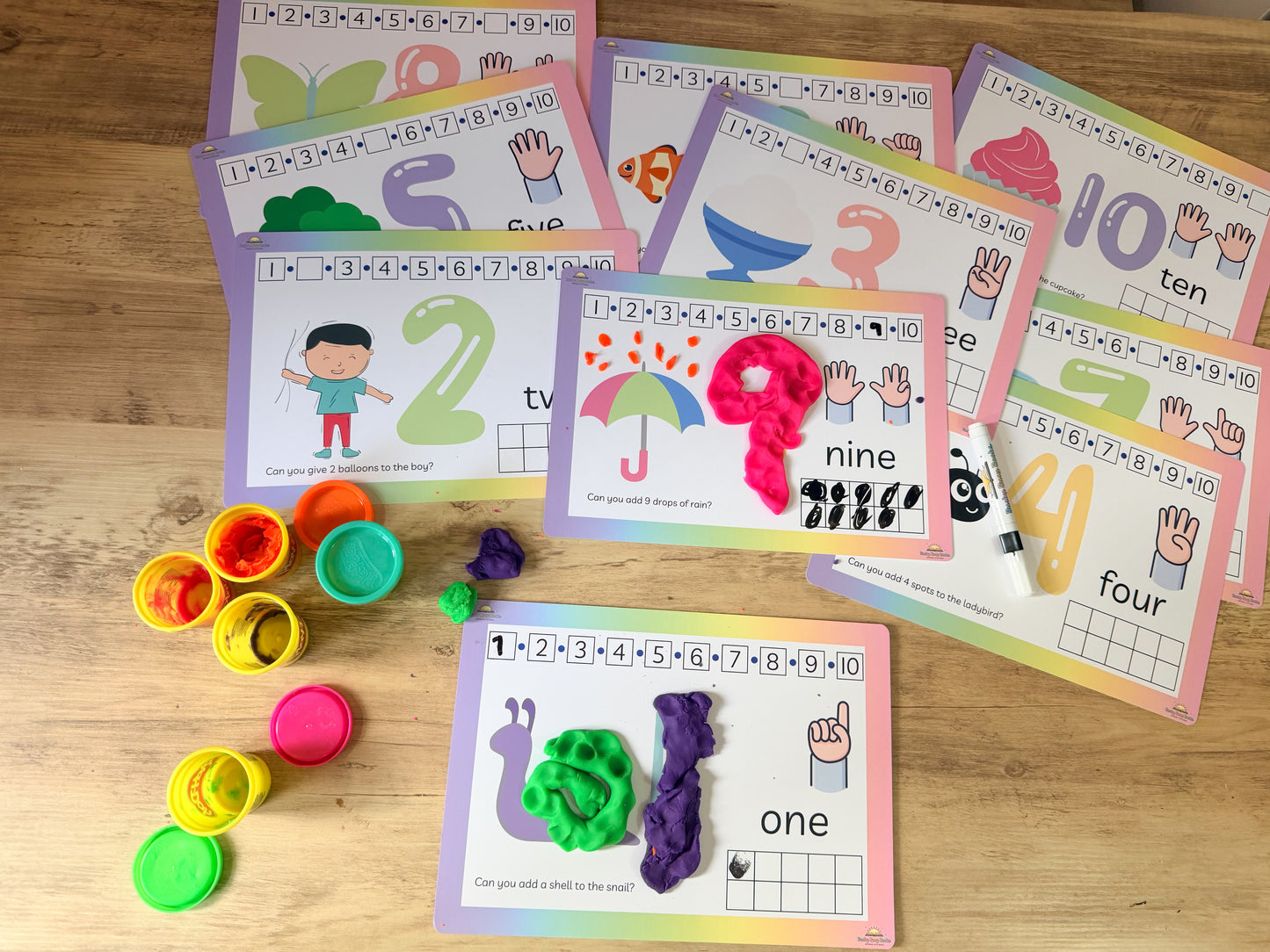 Number playdough mat for early maths and fine motor skills