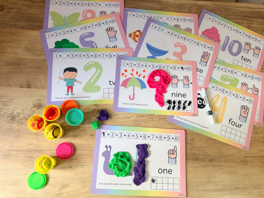 Number playdough mat for early maths and fine motor skills