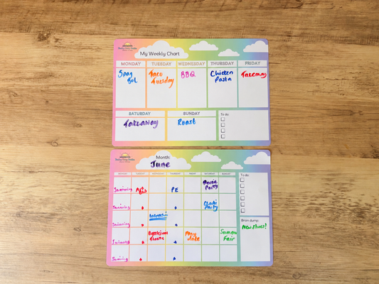 Weekly & Monthly Planner Organisation Chart (No pens and magnets)